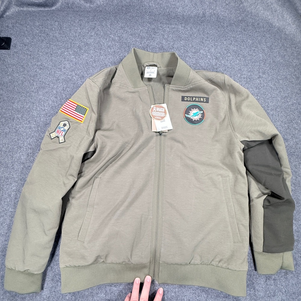 Nike Miami Dolphins Salute to Service Full Zip Bomber Jacket Olive IH7515-222 L